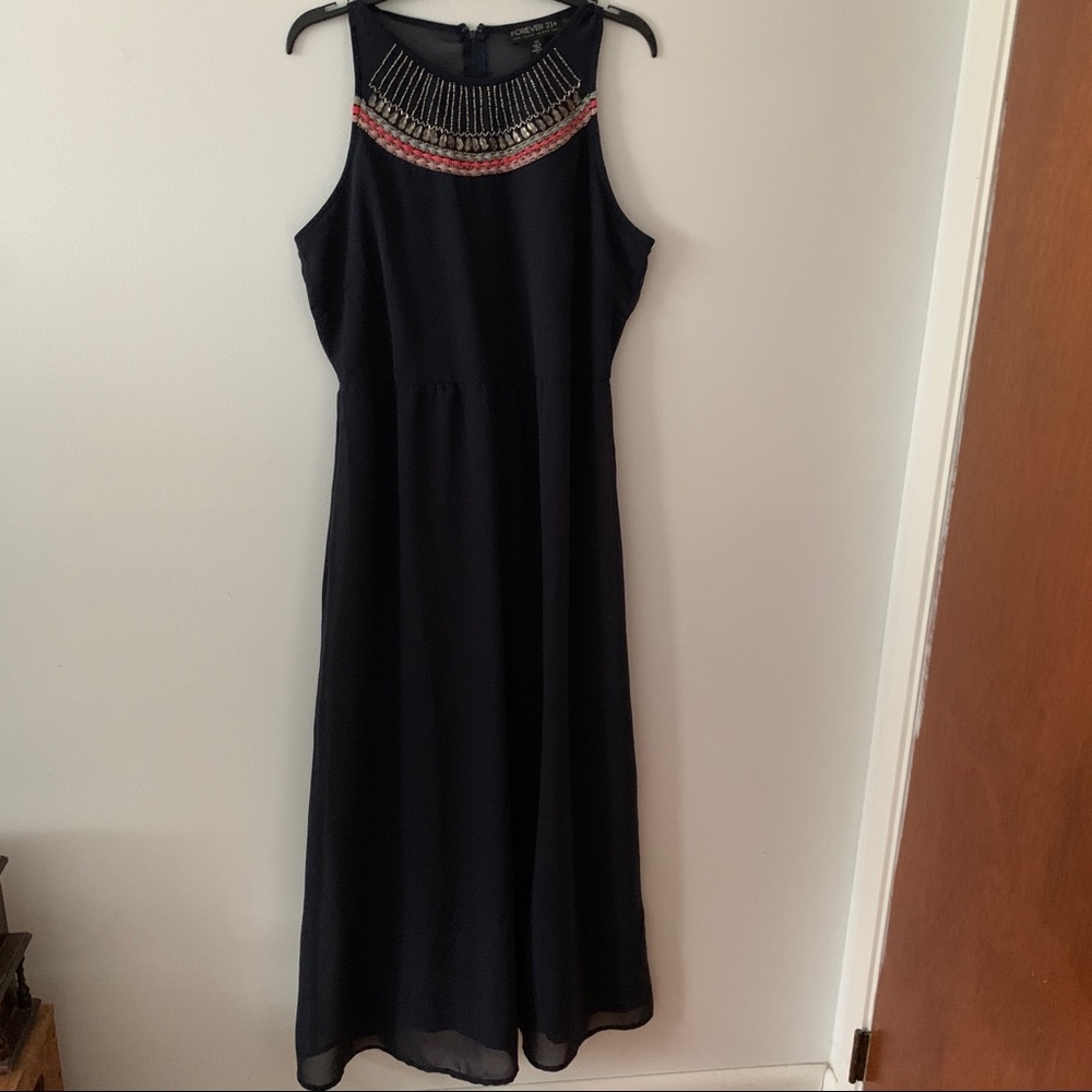 Forever 21 full length navy dress 1X